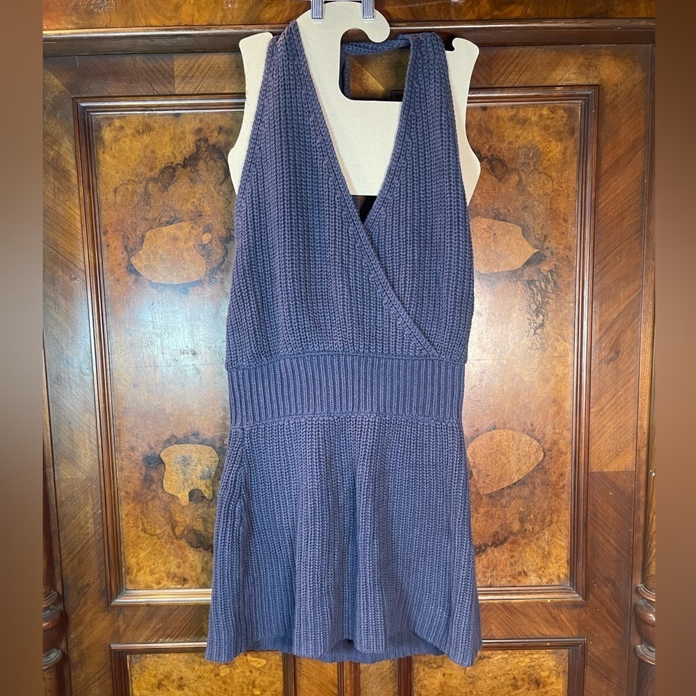 Nicholas ‘Blake’ Ribbed Knit Sweater Halter Mini Dress EUC
